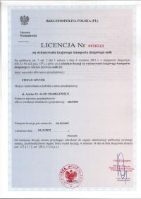 Licencja na wykonywanie krajowego transportu drogowego osób